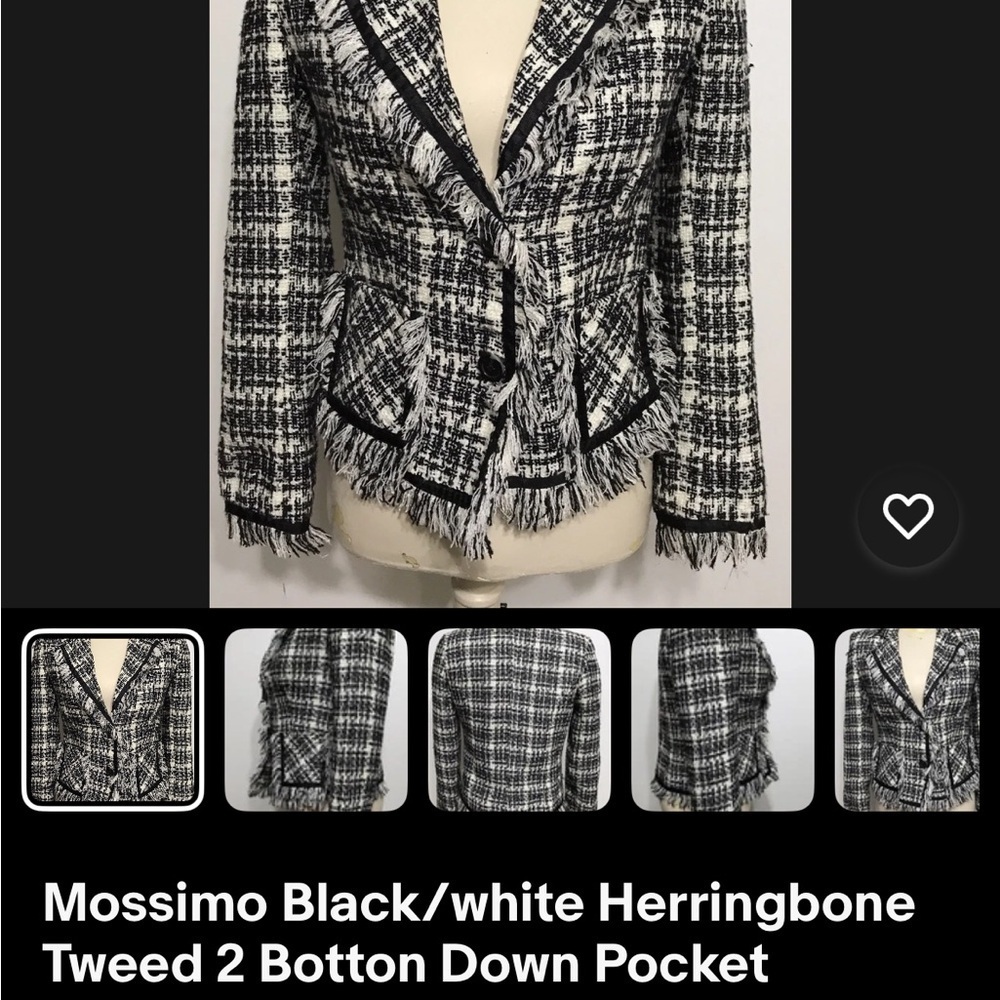 Chic Black and White Tweed Blazer large - Picture 10 of 10